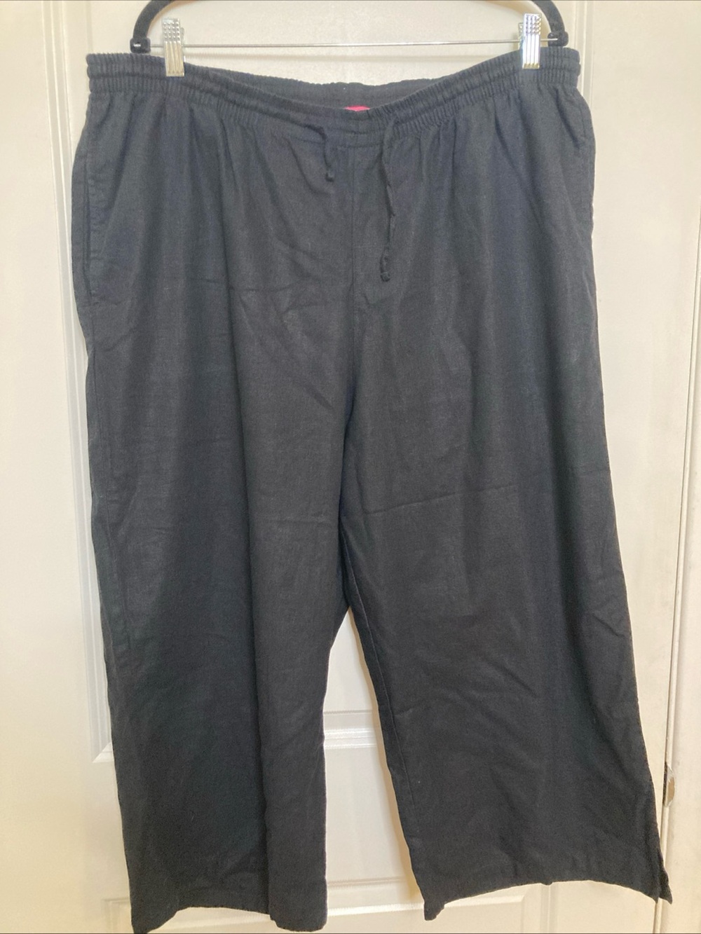 Woman Within Women's Wide Leg Capris Size 22W Black Linen Blend Lagenlook
